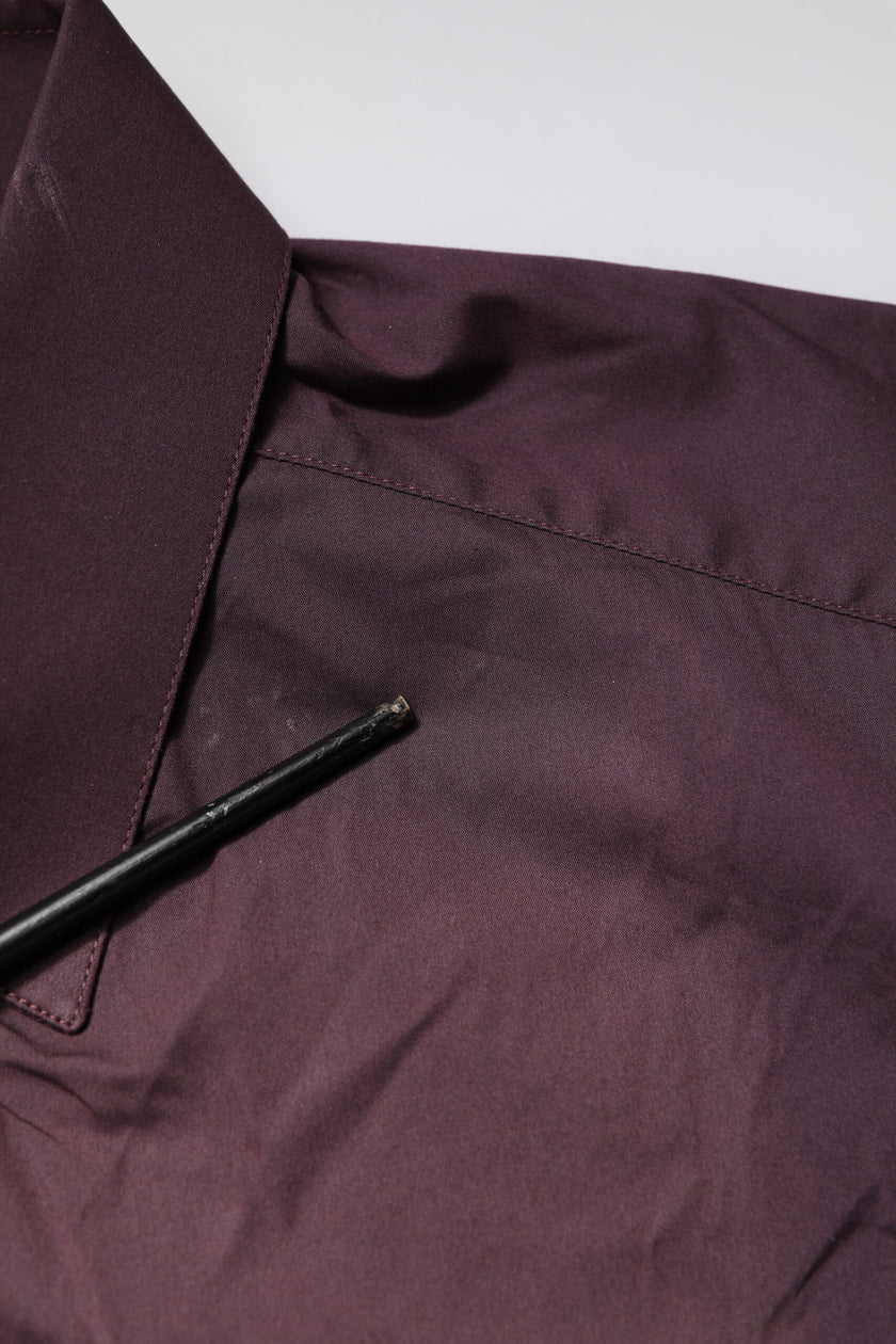 Dolce & Gabbana Burgundy Cotton GOLD Long Sleeves Shirt