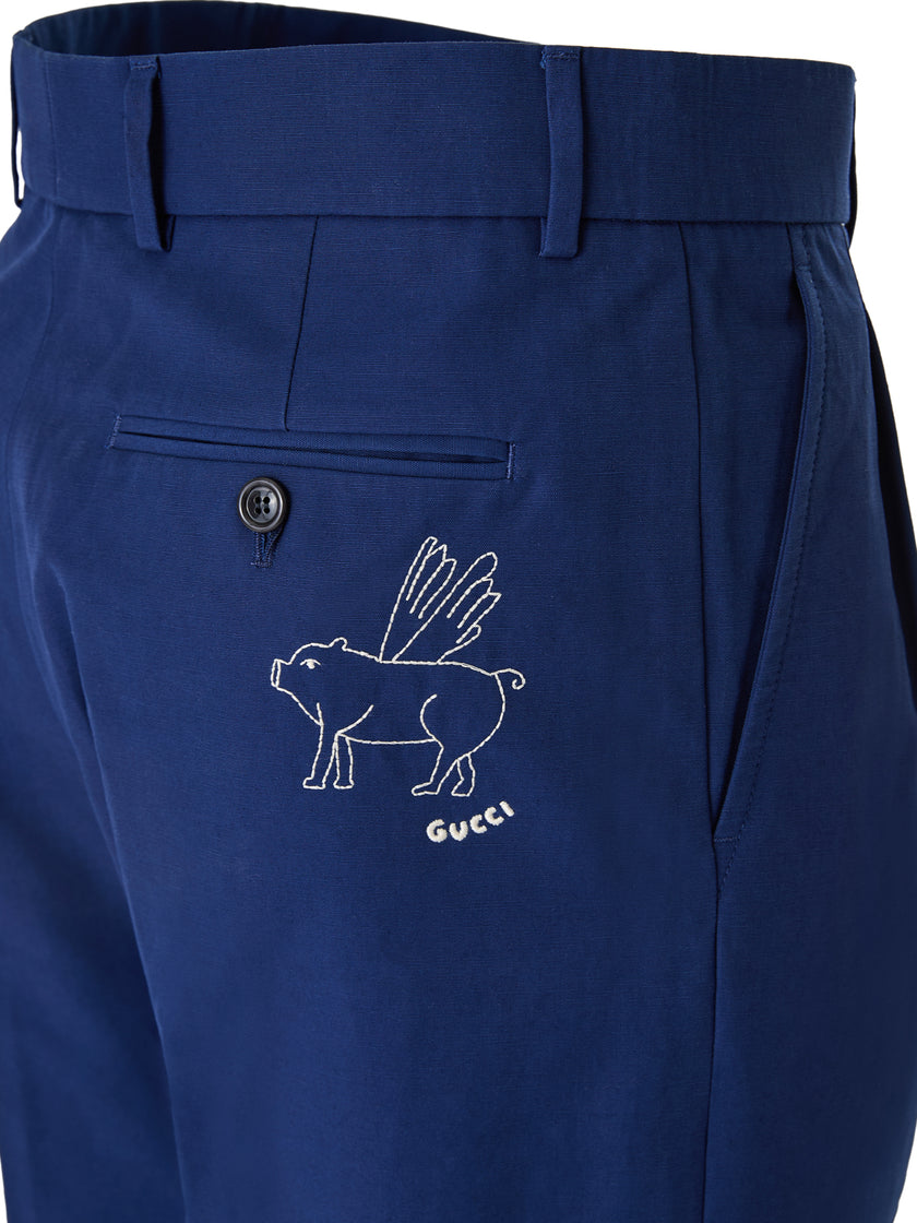 Gucci Blue Classic Cotton Pants