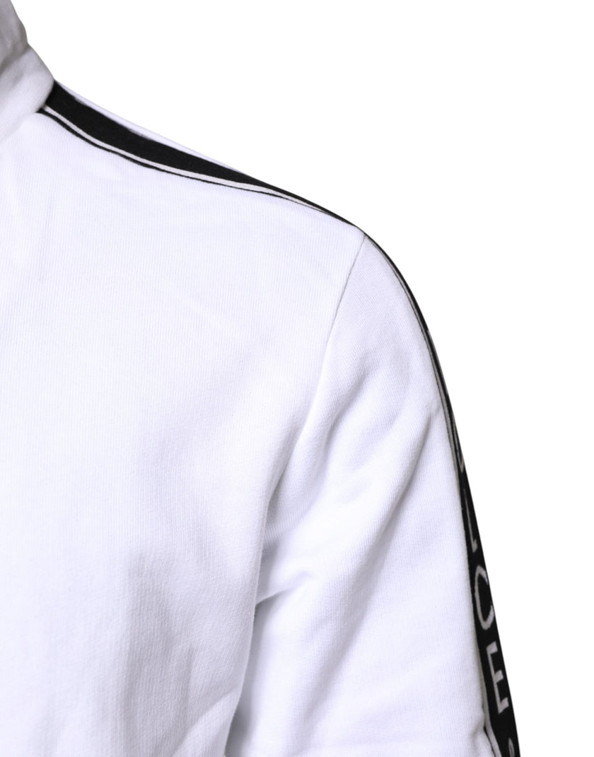 Dolce & Gabbana White Cotton Logo Hooded Sweatshirt Sweater