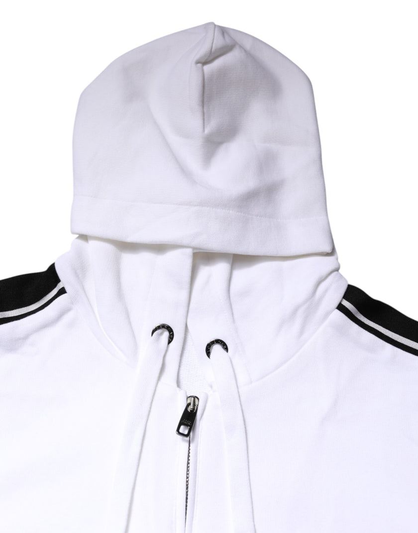 Dolce & Gabbana White Cotton Logo Hooded Sweatshirt Sweater