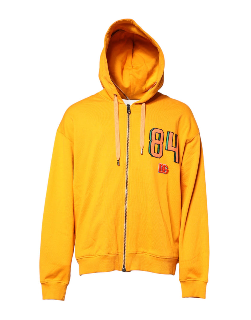 Dolce & Gabbana Yellow Full Zip Hooded Sweatshirt Sweater