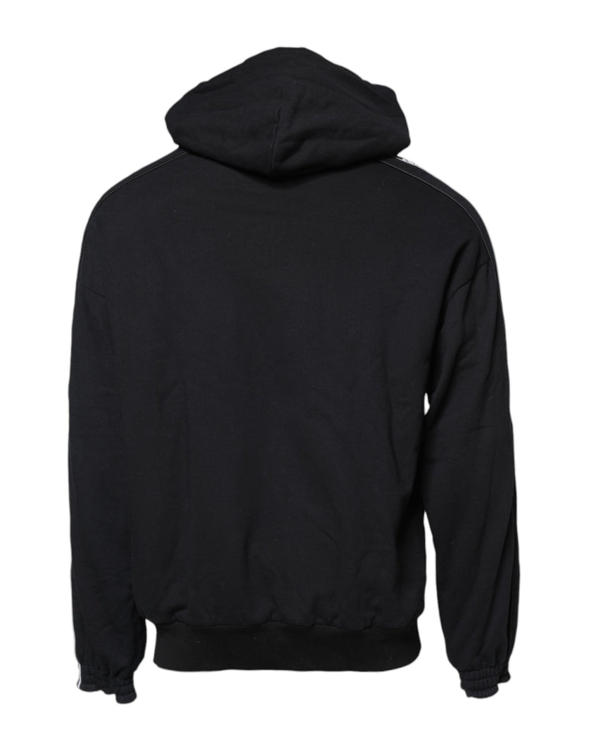 Dolce & Gabbana Black Cotton Logo Hooded Sweatshirt Sweater