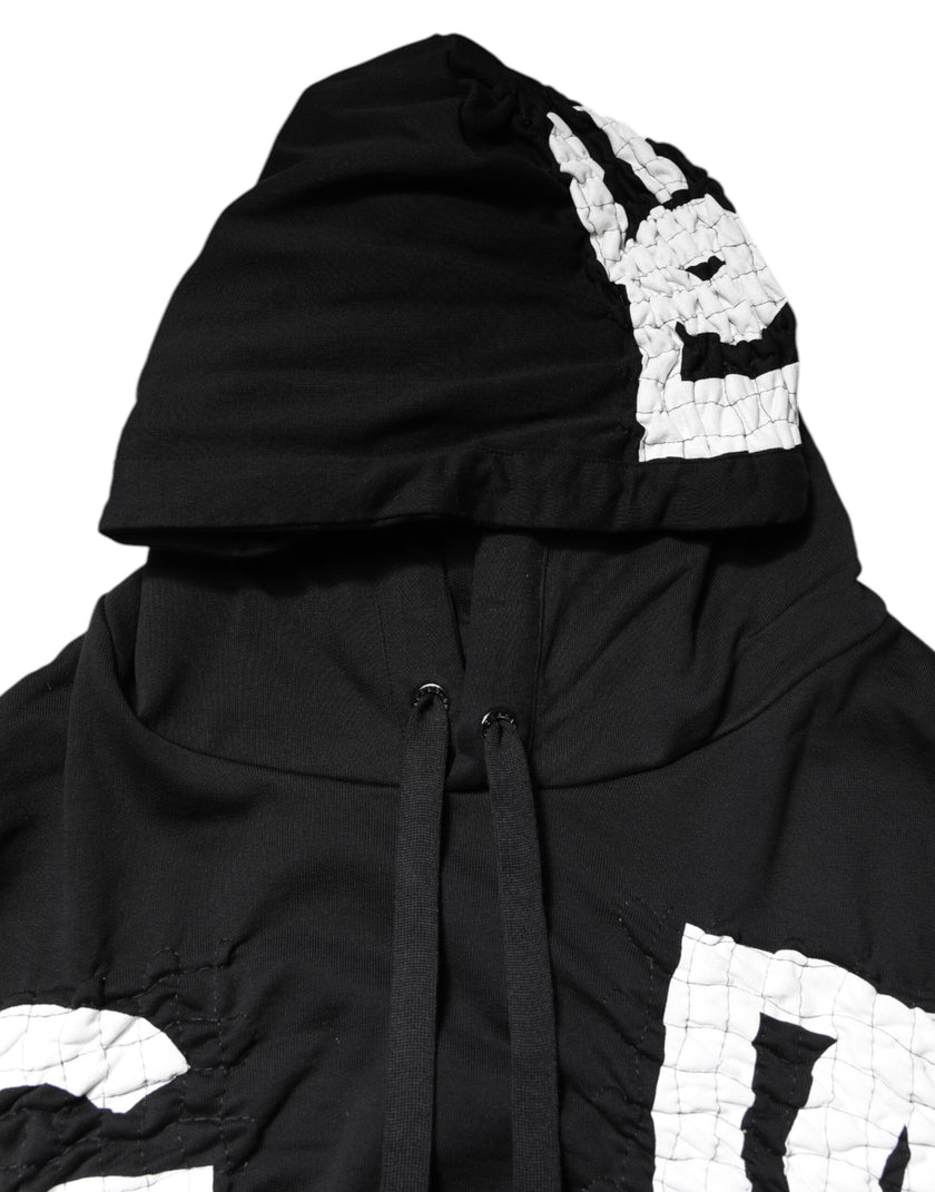 Dolce & Gabbana Black Logo Print Hooded Sweatshirt Sweater