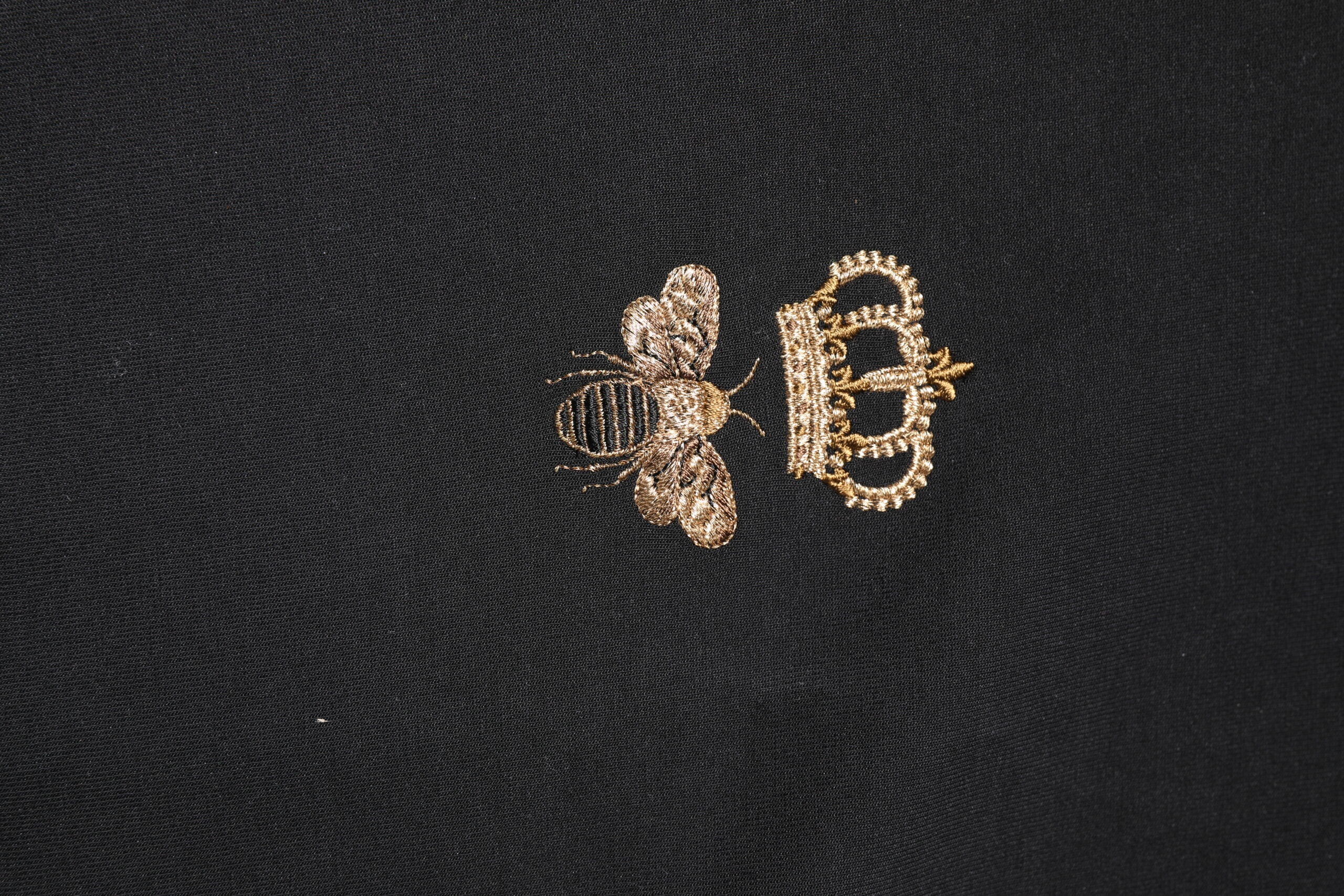 Dolce & Gabbana Black Bee Crown Embroidery Hooded Sweater