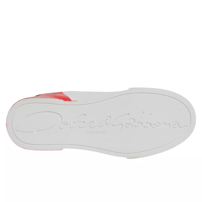 Dolce & Gabbana White Red Logo Portofino Sneakers Shoes