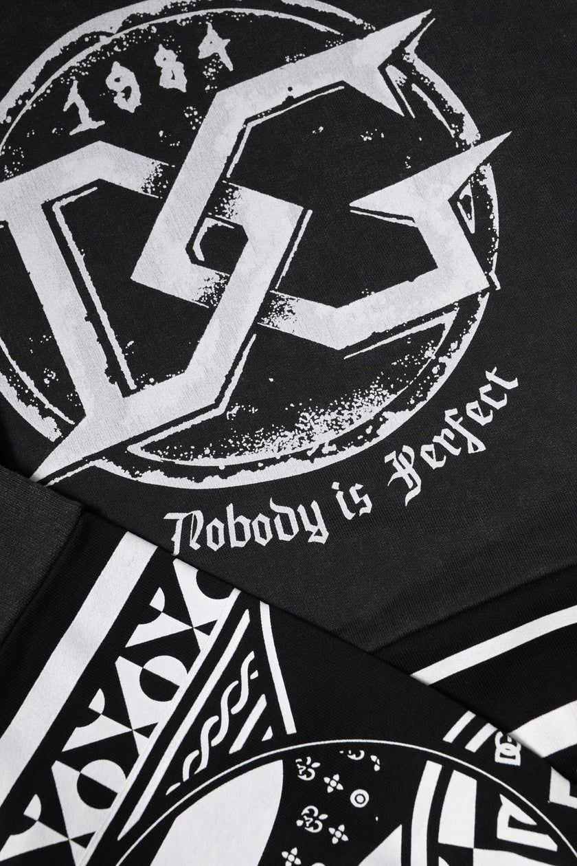 Dolce & Gabbana Black Cotton Logo Printed Pullover Sweater