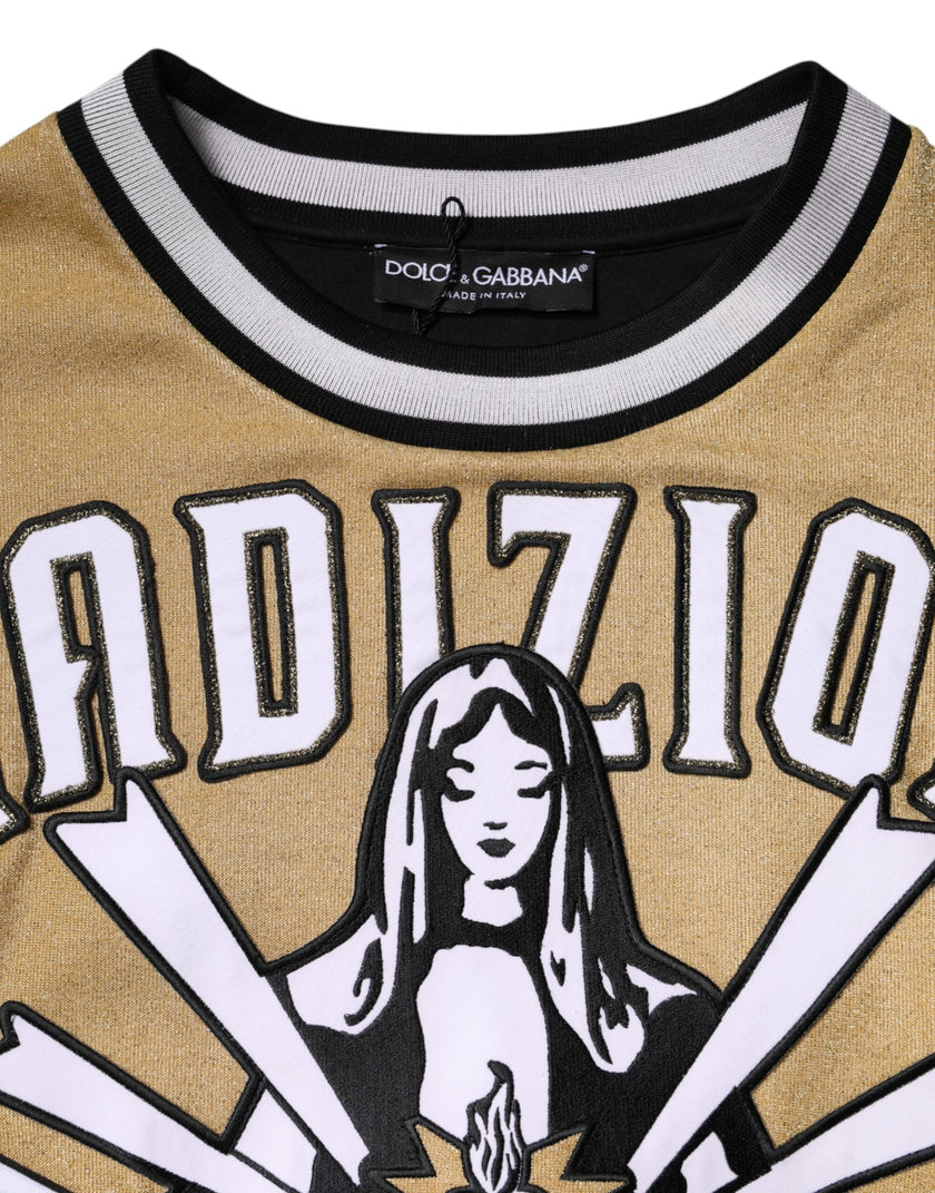 Dolce & Gabbana Multicolor Cotton Crew Neck Pullover Sweater