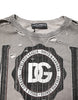 Dolce & Gabbana Gray Logo Print Crew Neck Pullover Sweater