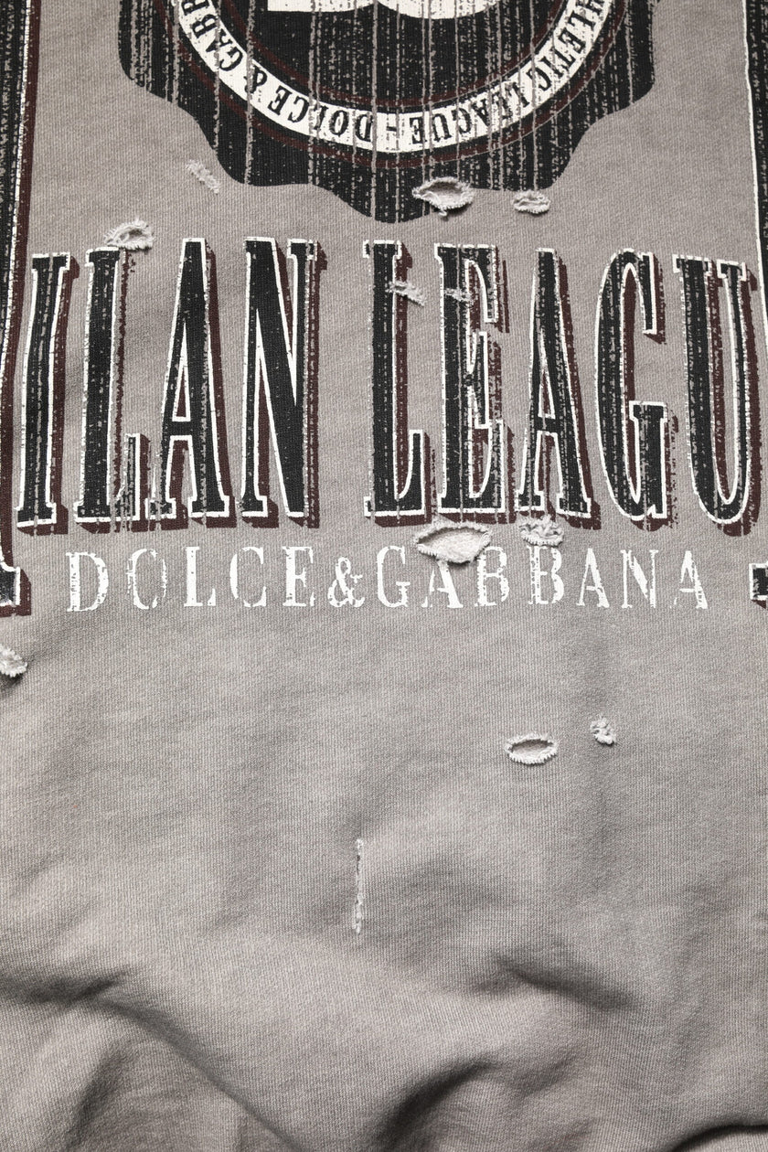 Dolce & Gabbana Gray Logo Print Crew Neck Pullover Sweater