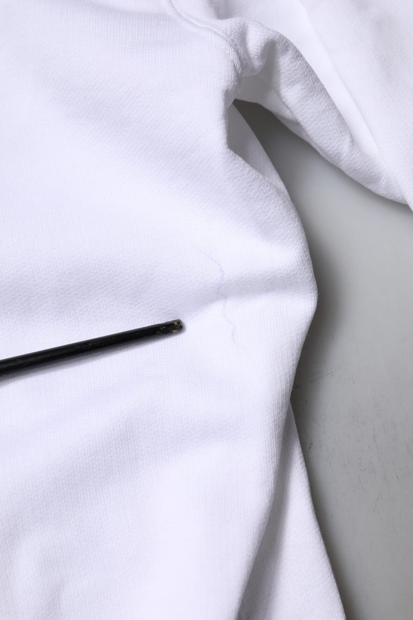 Dolce & Gabbana White Logo Cotton Crew Neck Pullover Sweater