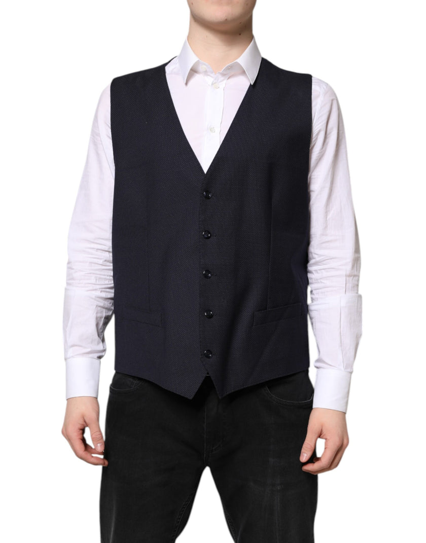Dolce & Gabbana Black Wool Waistcoat Dress Formal Vest