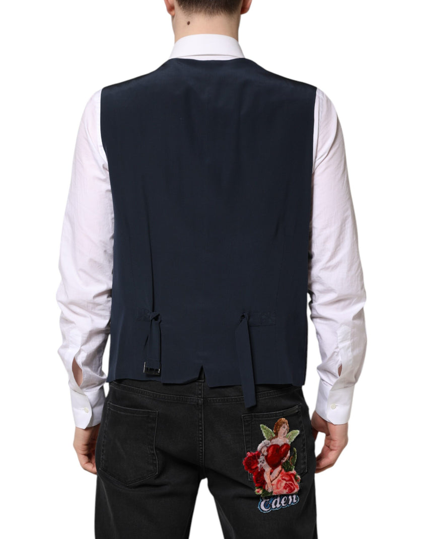 Dolce & Gabbana Black Wool Waistcoat Dress Formal Vest