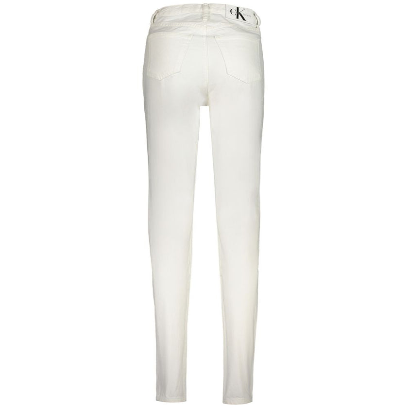 Calvin Klein White Cotton Jeans & Pant