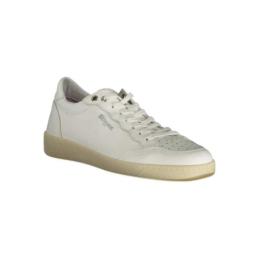 Blauer White Leather Men Sneaker