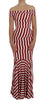 Dolce & Gabbana Elegant Red and White Striped Silk Bodycon Dress