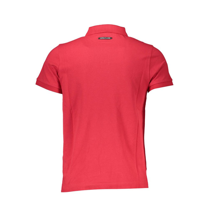 Cavalli Class Red Cotton Polo Shirt