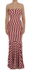 Dolce & Gabbana Elegant Red and White Striped Silk Bodycon Dress