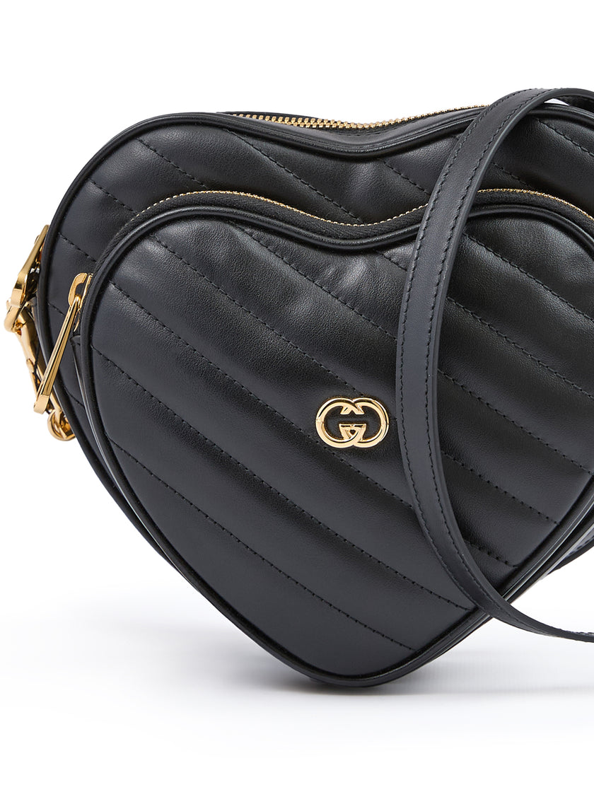 Gucci Black Leather Mini Heart Crossbody Bag