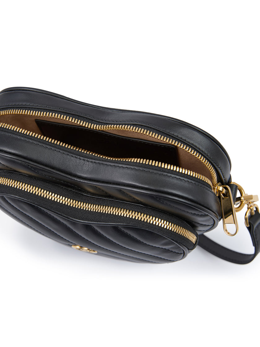 Gucci Black Leather Mini Heart Crossbody Bag