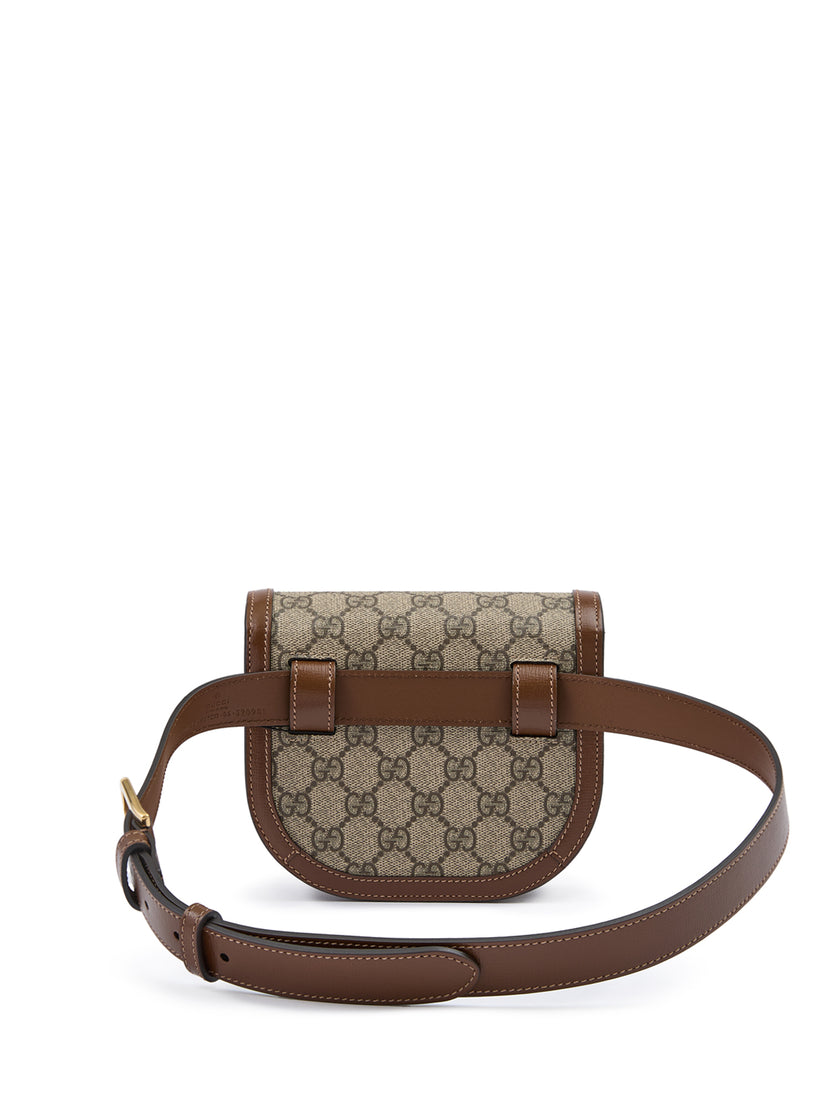 Gucci GG Beige Monogram Horsebit 1955 Belt Bag