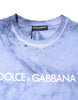 Dolce & Gabbana Blue Cotton Logo Print Crew Neck T-shirt