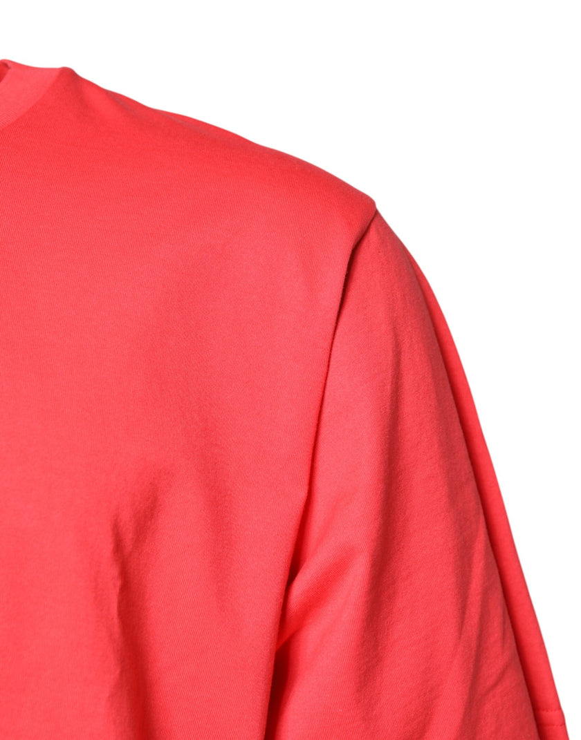 Dolce & Gabbana Red Cotton Lettering Print Crew Neck T-shirt