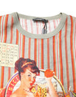 Dolce & Gabbana Multicolor Striped Graphic Linen Round Neck T-shirt
