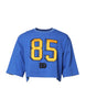 Dolce & Gabbana Blue Printed Cotton Cropped Crew Neck T-shirt