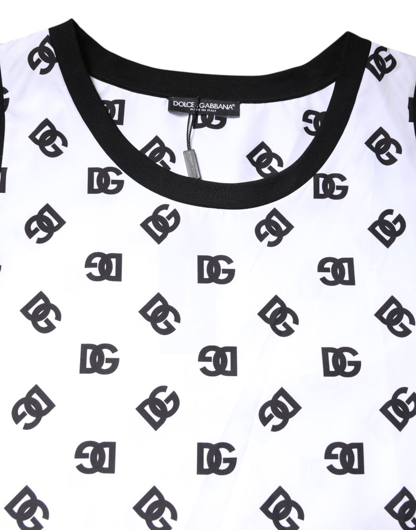 Dolce & Gabbana White Polyester Sleeveless DG Logo T-shirt