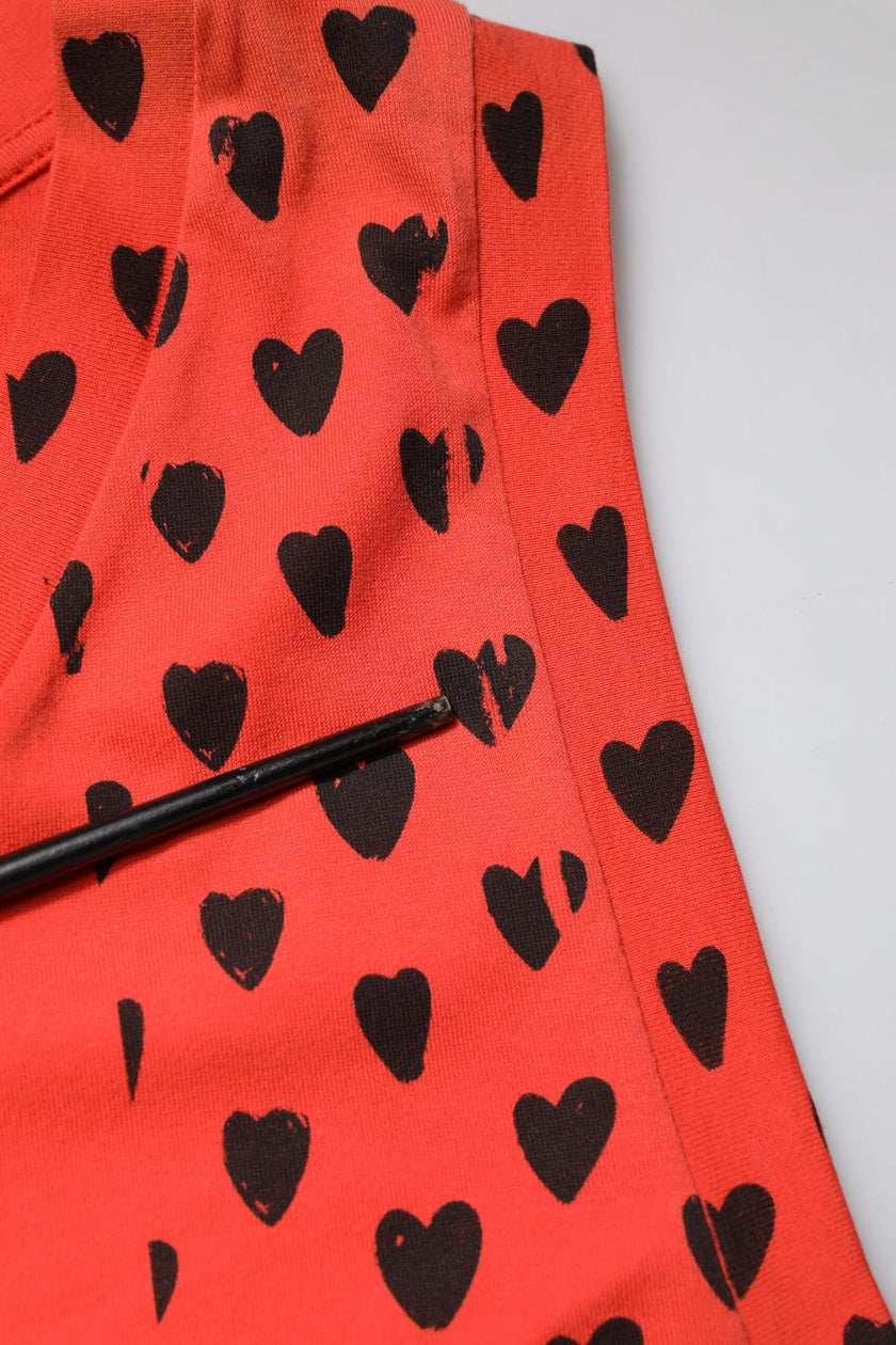 Dolce & Gabbana Red Cotton Sleeveless DG Heart Logo T-shirt