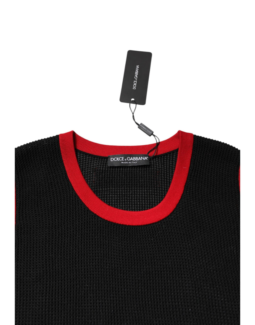 Dolce & Gabbana Black Cotton Slim Fit Round Neck T-shirt