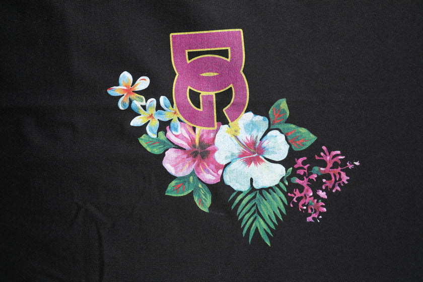 Dolce & Gabbana Black Cotton DG Floral Print Crewneck T-shirt