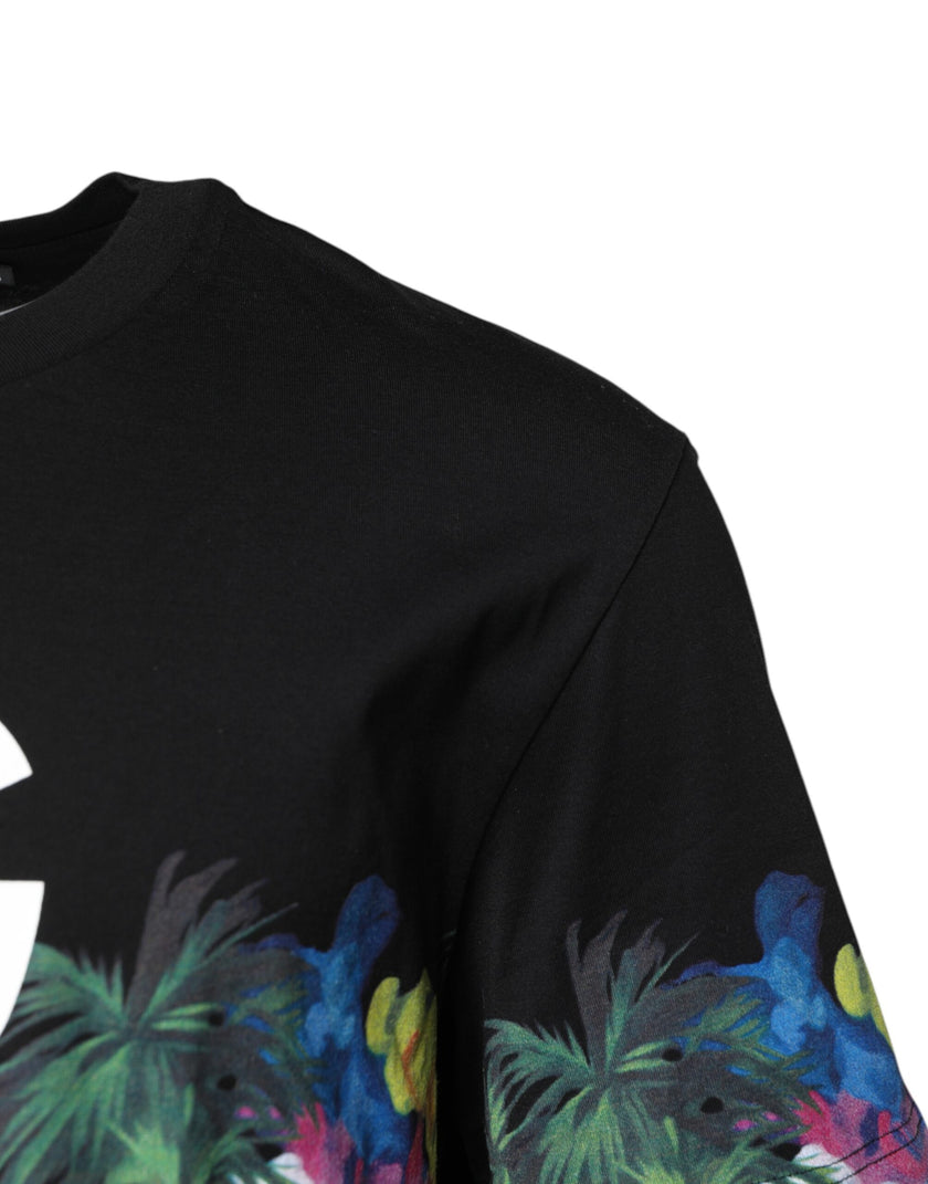Dolce & Gabbana Black DG Floral Print Crew Neck T-shirt