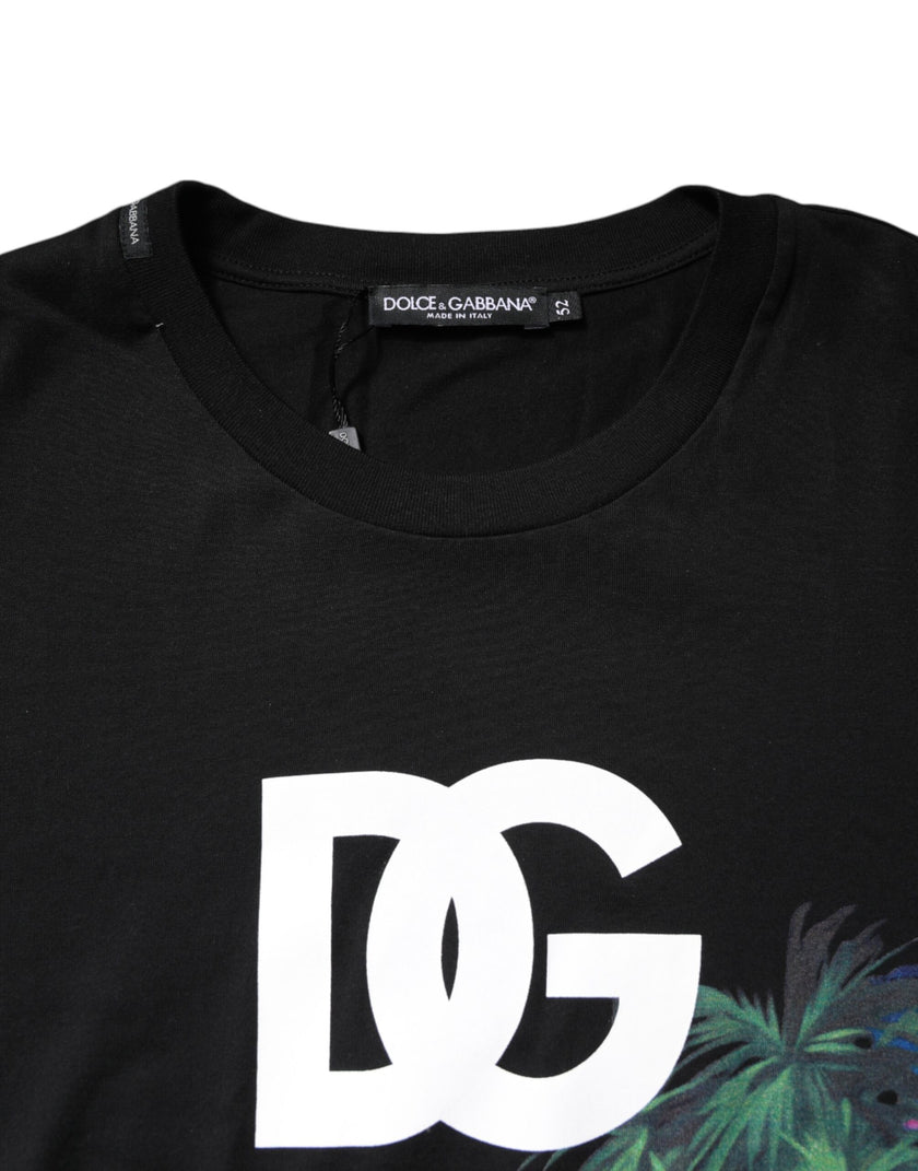 Dolce & Gabbana Black DG Floral Print Crew Neck T-shirt