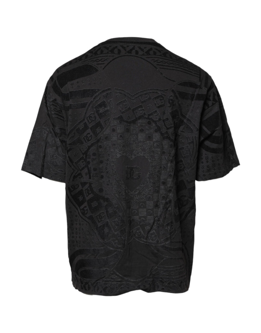 Dolce & Gabbana Black Cotton Bandana Logo Crew Neck T-shirt
