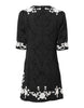 Dolce & Gabbana Black Floral Lace Short Sleeves Mini Dress