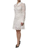 Dolce & Gabbana White Floral Lace Long Sleeves A-line Dress