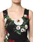 Dolce & Gabbana Black Floral Print Sleeveless Sheath Dress