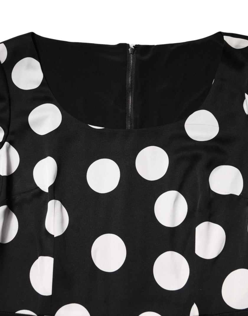 Dolce & Gabbana Black White Polka Dot Sheath Midi Dress