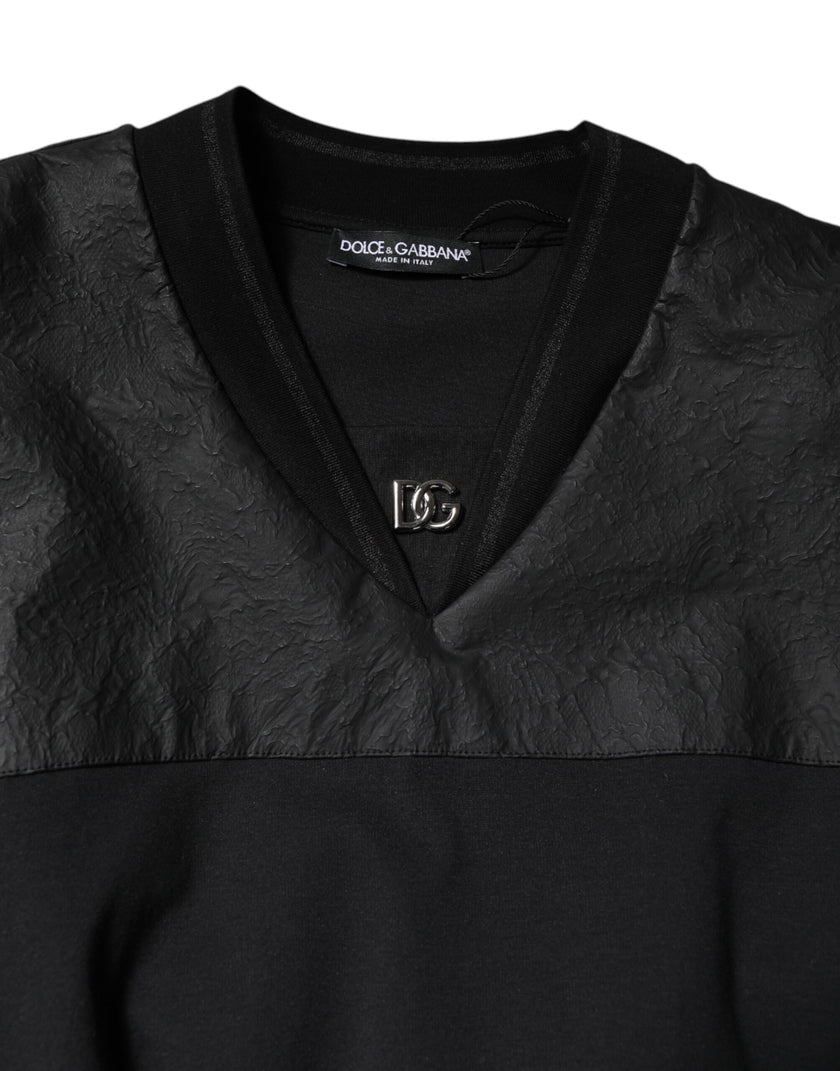 Dolce & Gabbana Black Cotton Short Sleeves V-neck T-shirt