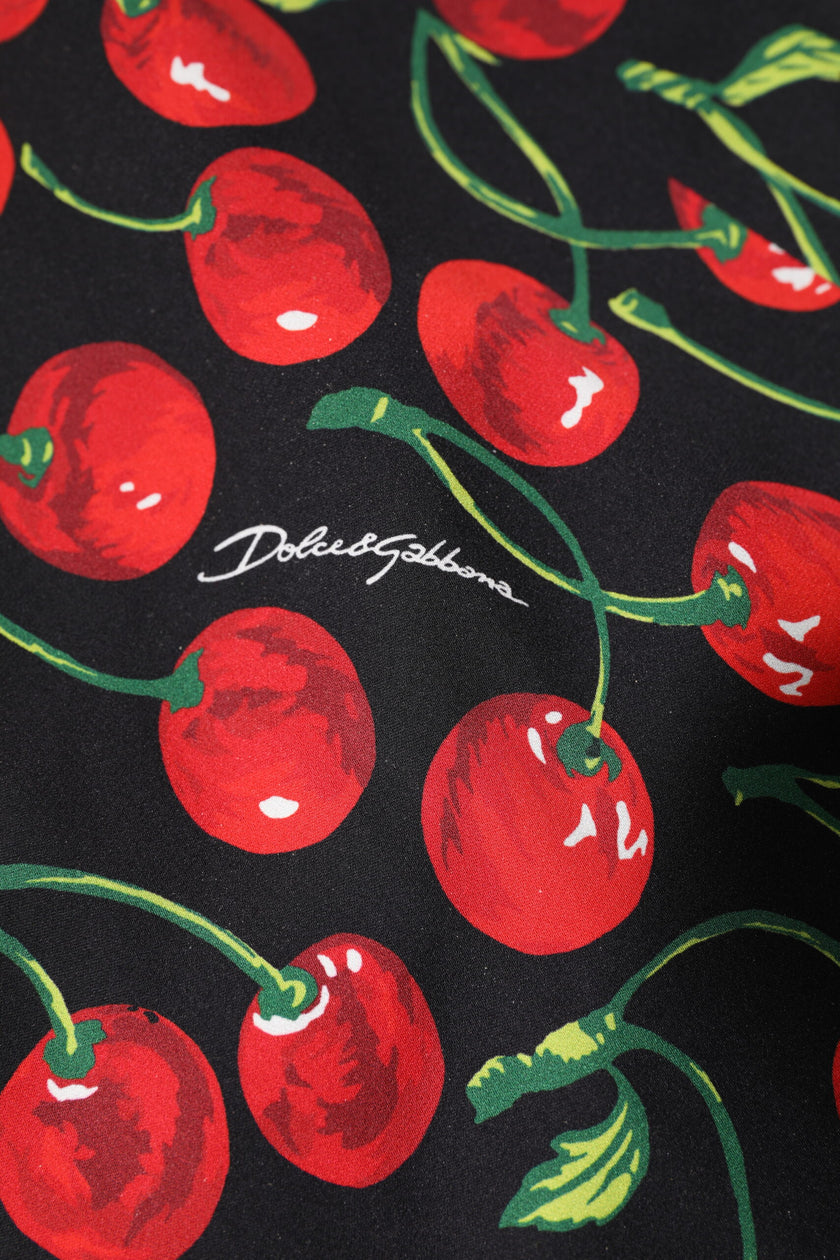 Dolce & Gabbana Black Red Cherry Sleeveless Sheath Mini Dress