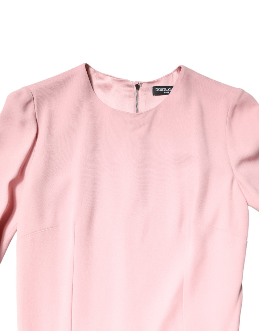 Dolce & Gabbana Pink Viscose 3/4 Sleeves Sheath Midi Dress