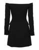 Dolce & Gabbana Black Wool Off Shoulder A-line Mini Dress
