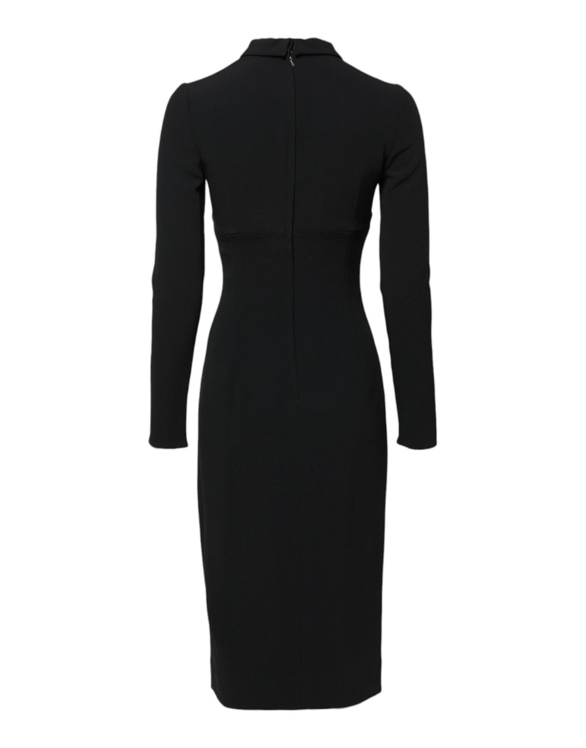 Dolce & Gabbana Black Long Sleeves Bodycon Sheath Midi Dress
