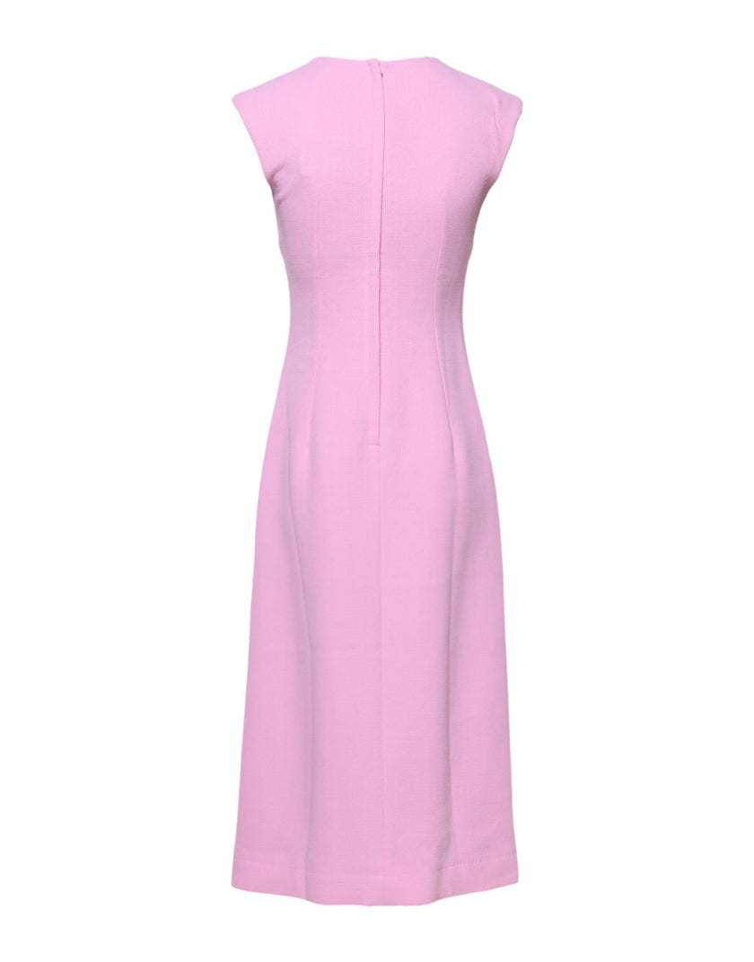 Dolce & Gabbana Pink Wool Sleeveless Sheath Midi Dress