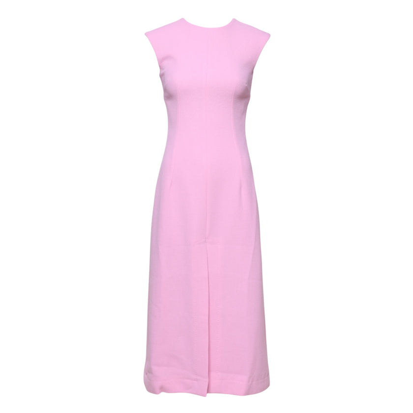 Dolce & Gabbana Pink Wool Sleeveless Sheath Midi Dress