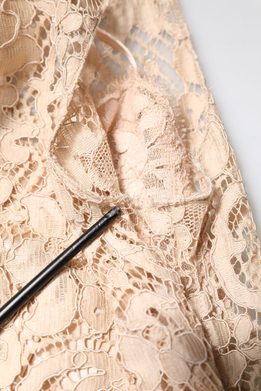 Dolce & Gabbana Beige Floral Lace Sleeveless Sheath Dress