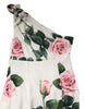 Dolce & Gabbana White Floral One Shoulder Sheath Midi Dress