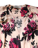 Laneus Pink Floral Silk Long Sleeves V-neck Wrap Mini Dress