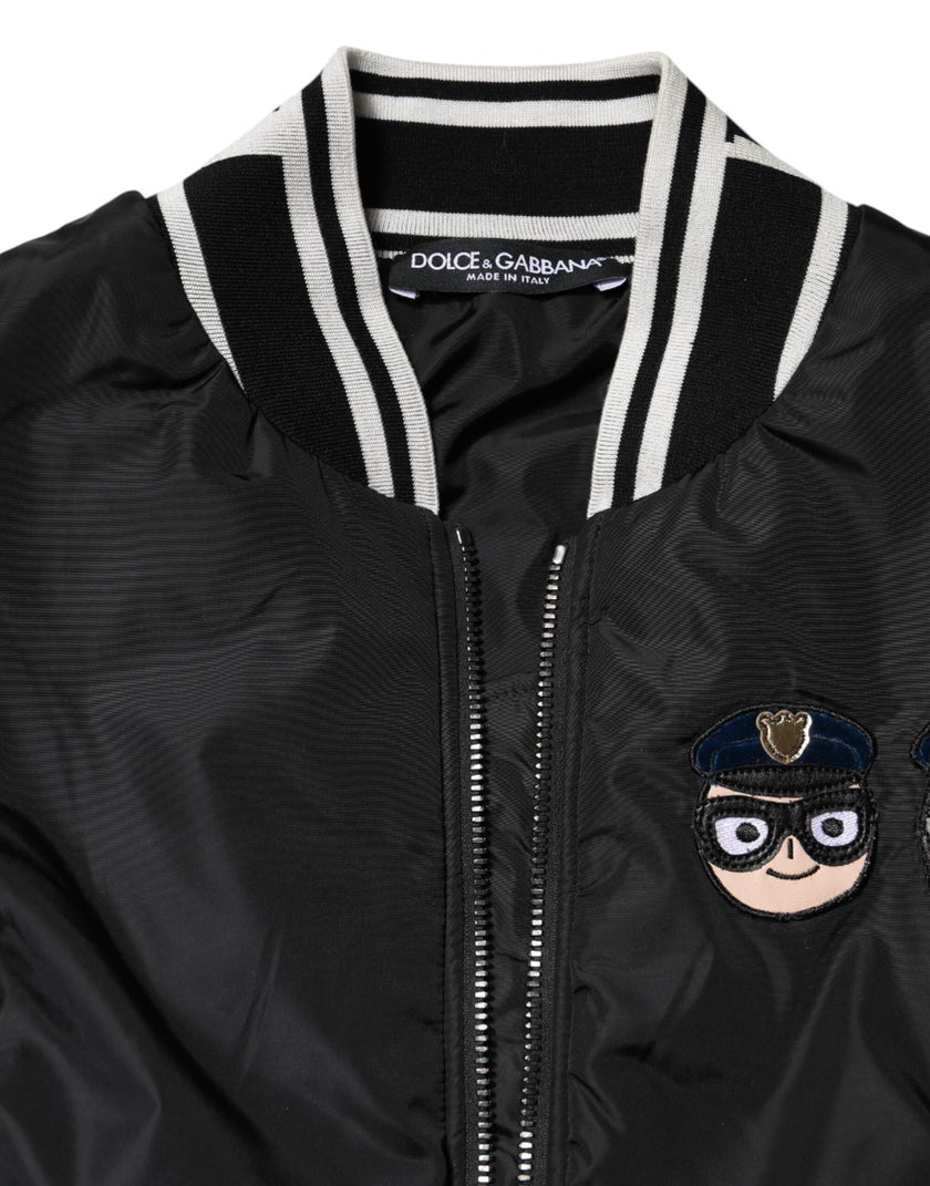 Dolce & Gabbana Black Nylon #DGFamily Full Zip Bomber Jacket